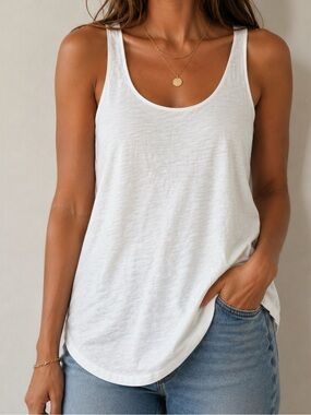 NWT Max 'n Chester White Slub Knit Scoop Tank Top